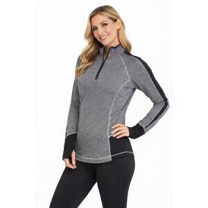 NEW Chase 54 DOMINIQUE Golf Shirt Womens S Black Pepper 1/4 Zip  Performance Top